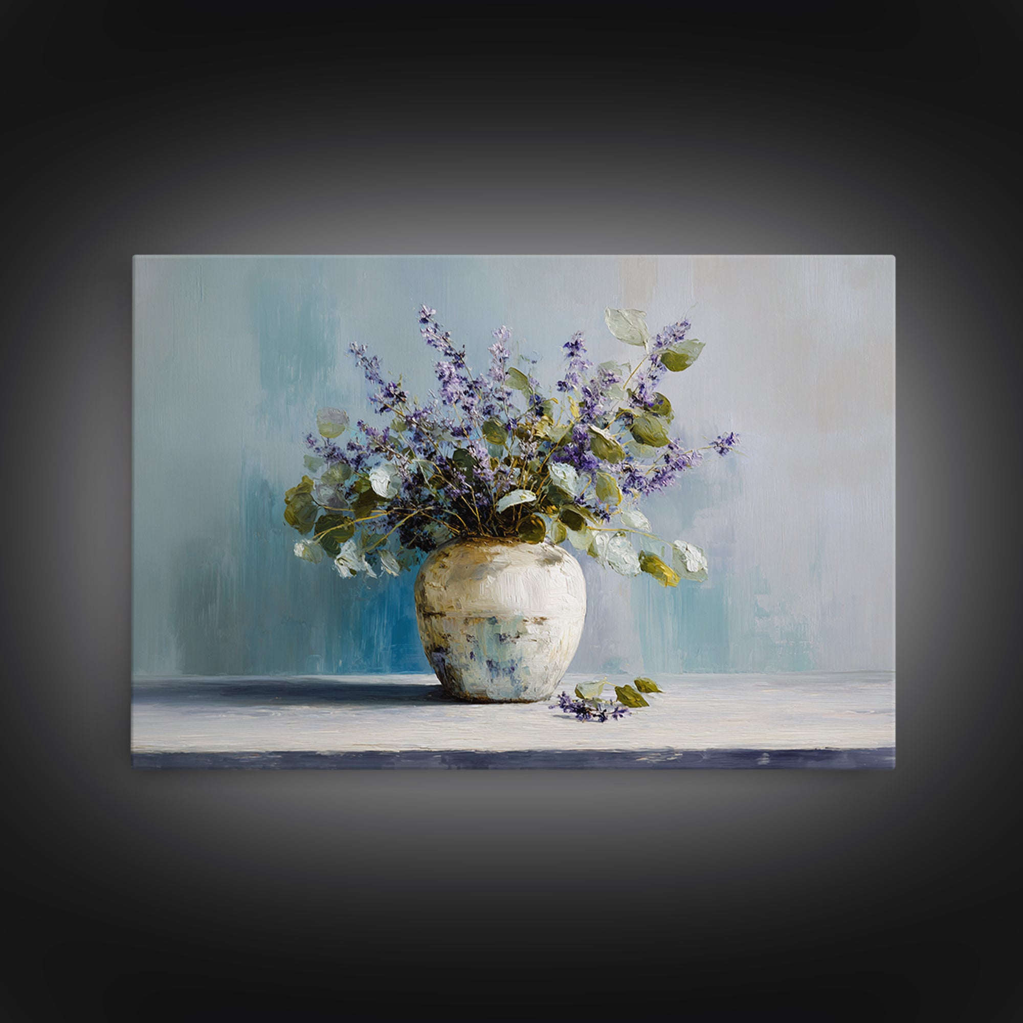 Lavender Sprigs in a Ceramic Vase Canvas Print, Bathroom Art, Printable, Bathroom Decor, Watercolor Art, Spa, Bathroom Prints, BAT-3x2-16