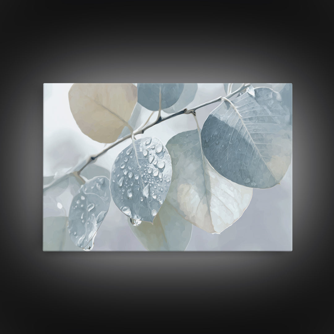 Tropical Leaf Silhouette Framed Canvas Print, Bathroom Art, Poster, Bathroom Decor, Watercolor Art, Spa, Digital Print, BAT-3x2-18