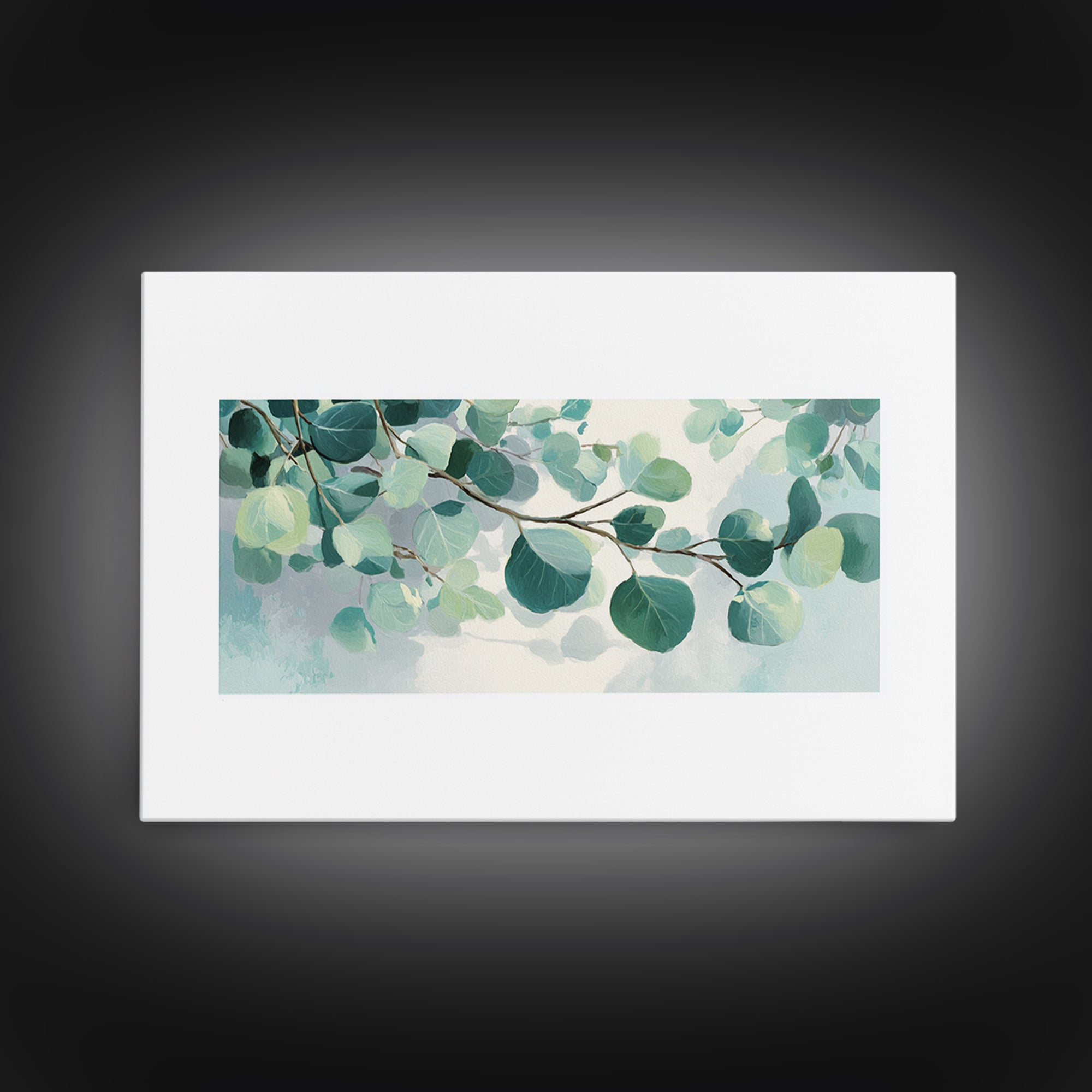 Spa Eucalyptus Branch Canvas Print, Bathroom Art, Wall Hanging, Bathroom Decor, Oil Painting, Spa, Modern Art, BAT-3x2-30