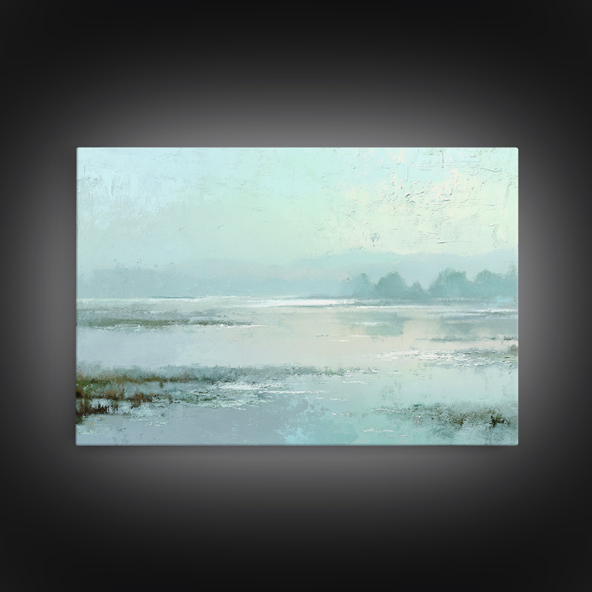 Misty Lake Scene Canvas Print, Bathroom Art, Canvas Wall Art, Bathroom Decor, Spa, Bathroom Wallpaper, Funny Bathroom Art, BAT-3x2-37