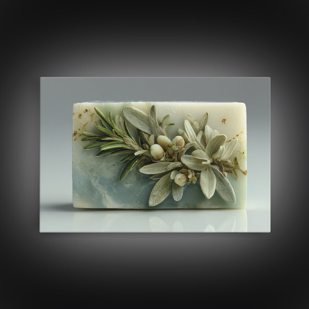 Botanical Bath Herb Arrangement Framed Canvas Print, Bathroom Art, Dopamine Decor, Bathroom Decor, Fine Art, Spa, Halloween Art, BAT-3x2-45