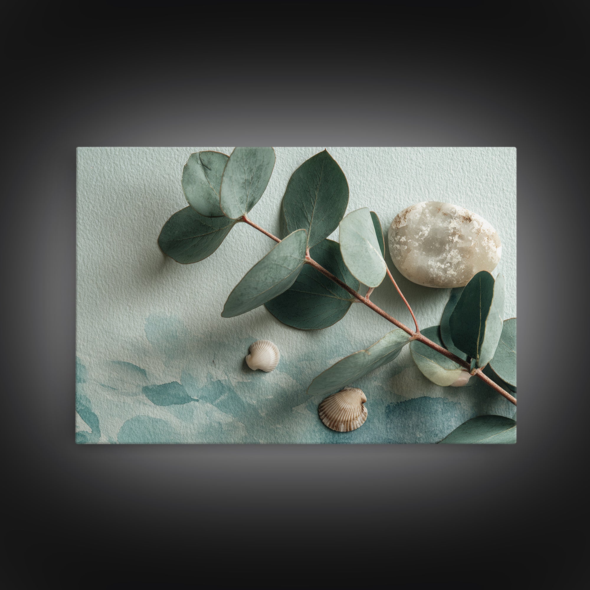 Spa Eucalyptus Branch Canvas Print, Bathroom Art, Wall Hanging, Bathroom Decor, Oil Painting, Spa, Modern Art, BAT-3x2-54