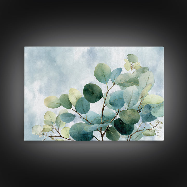 Spa Eucalyptus Branch Framed Canvas Print, Bathroom Art, Printable Wall Art, Bathroom Decor, Fine Art, Spa, Bathroom Wall Decor, BAT-3x2-6