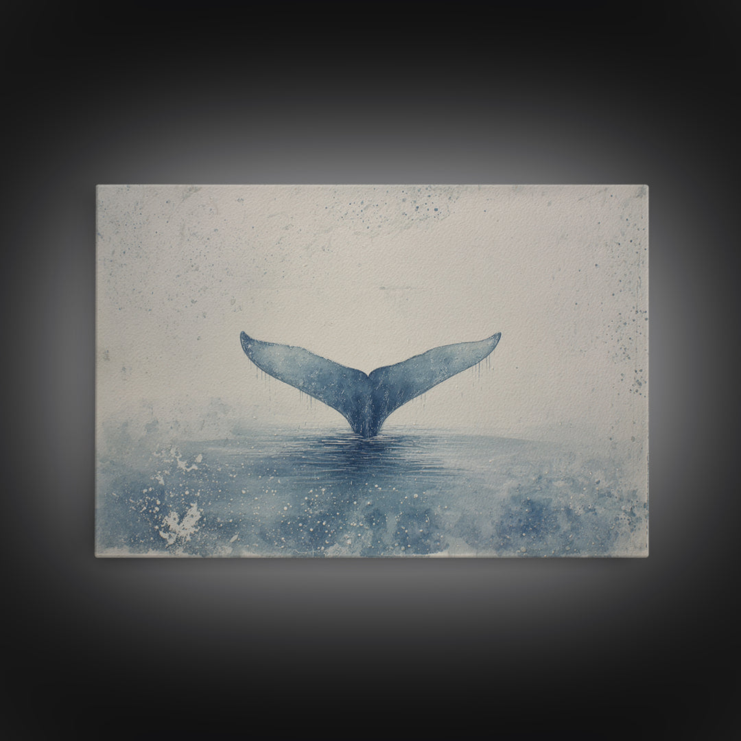 Watercolor Whale Tail Canvas Print, Bathroom Art, Trendy Wall Art, Bathroom Decor, Fine Art, Spa, Textured Painting, BAT-3x2-67