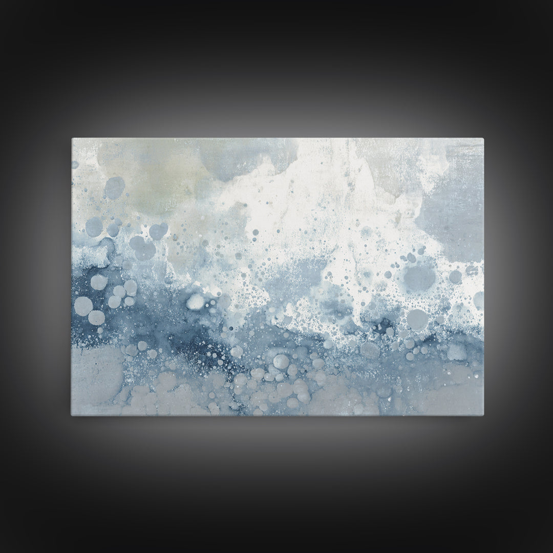 Soft Cloud and Rain Composition Framed Canvas Print, Bathroom Art, Bathroom Decor, Watercolor Art, Spa, Modern Wall Art, BAT-3x2-71