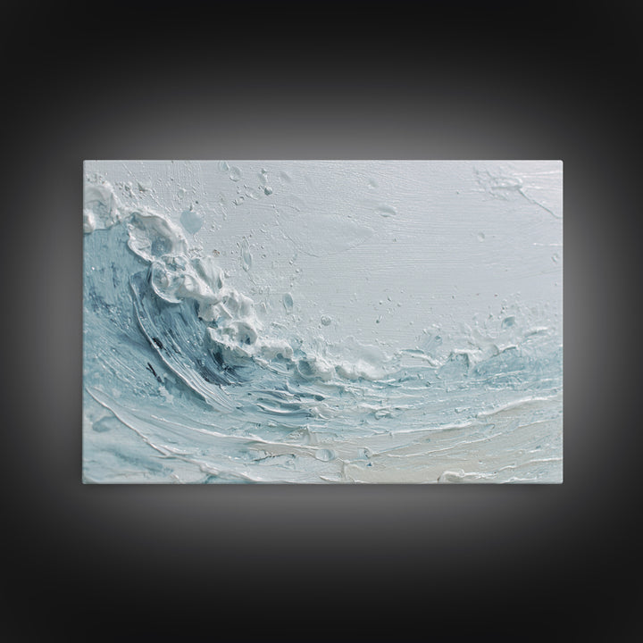 Calming Blue Ocean Wave Study Framed Canvas Print, Bathroom Art, Modern Art, Bathroom Decor, Fine Art, Spa, Statement Artwork, BAT-3x2-77