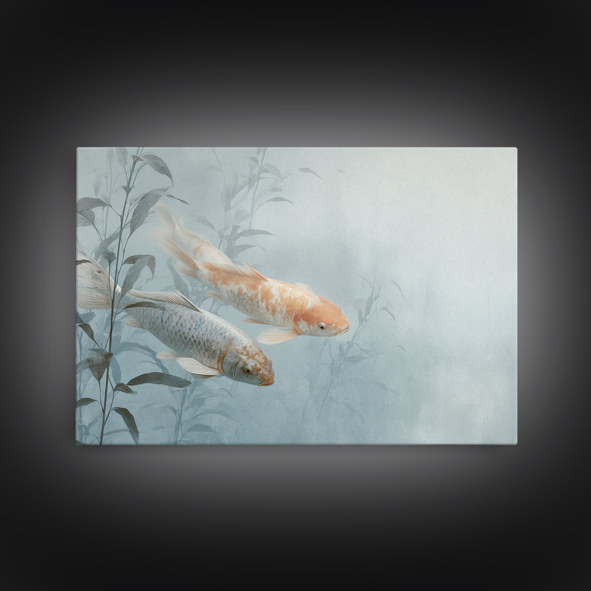 Minimal Koi Fish Swimming Through Clear Water Canvas Print, Bathroom Art, Bathroom Wallpaper, Bathroom Decor, Fine Art, Spa, BAT-3x2-84