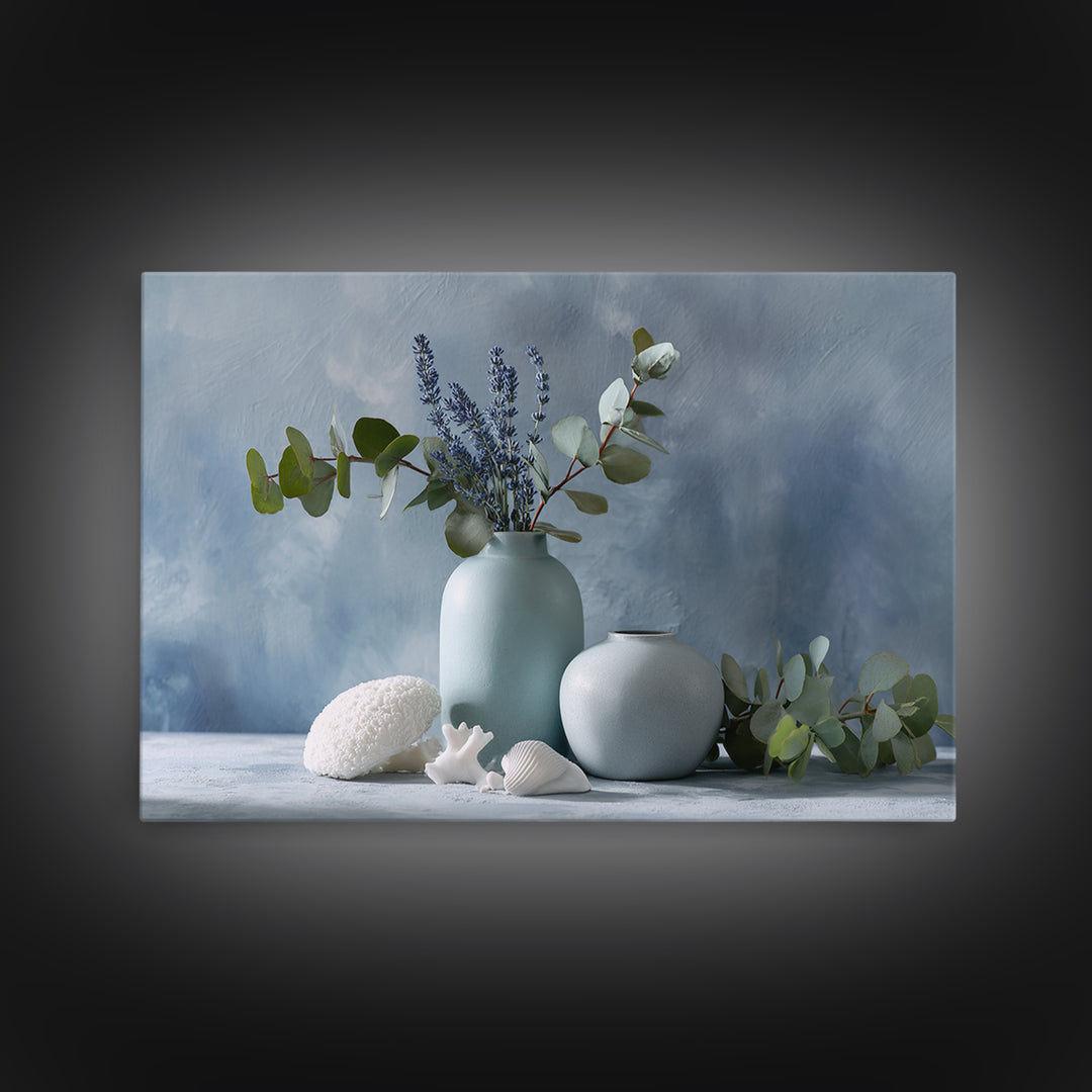 Lavender Sprigs in a Ceramic Vase Canvas Print, Bathroom Art, Funny Bathroom Art, Bathroom Decor, Fine Art, Spa, Art Print, BAT-3x2-88