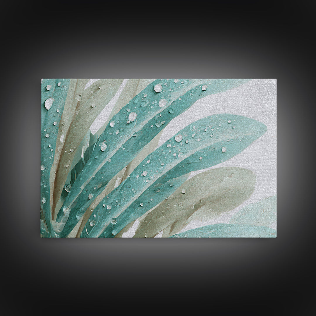 Tropical Leaf Silhouette Framed Canvas Print, Bathroom Art, Canvas Wall Art, Bathroom Decor, Fine Art, Spa, Bathroom Wallpaper, BAT-3x2-90