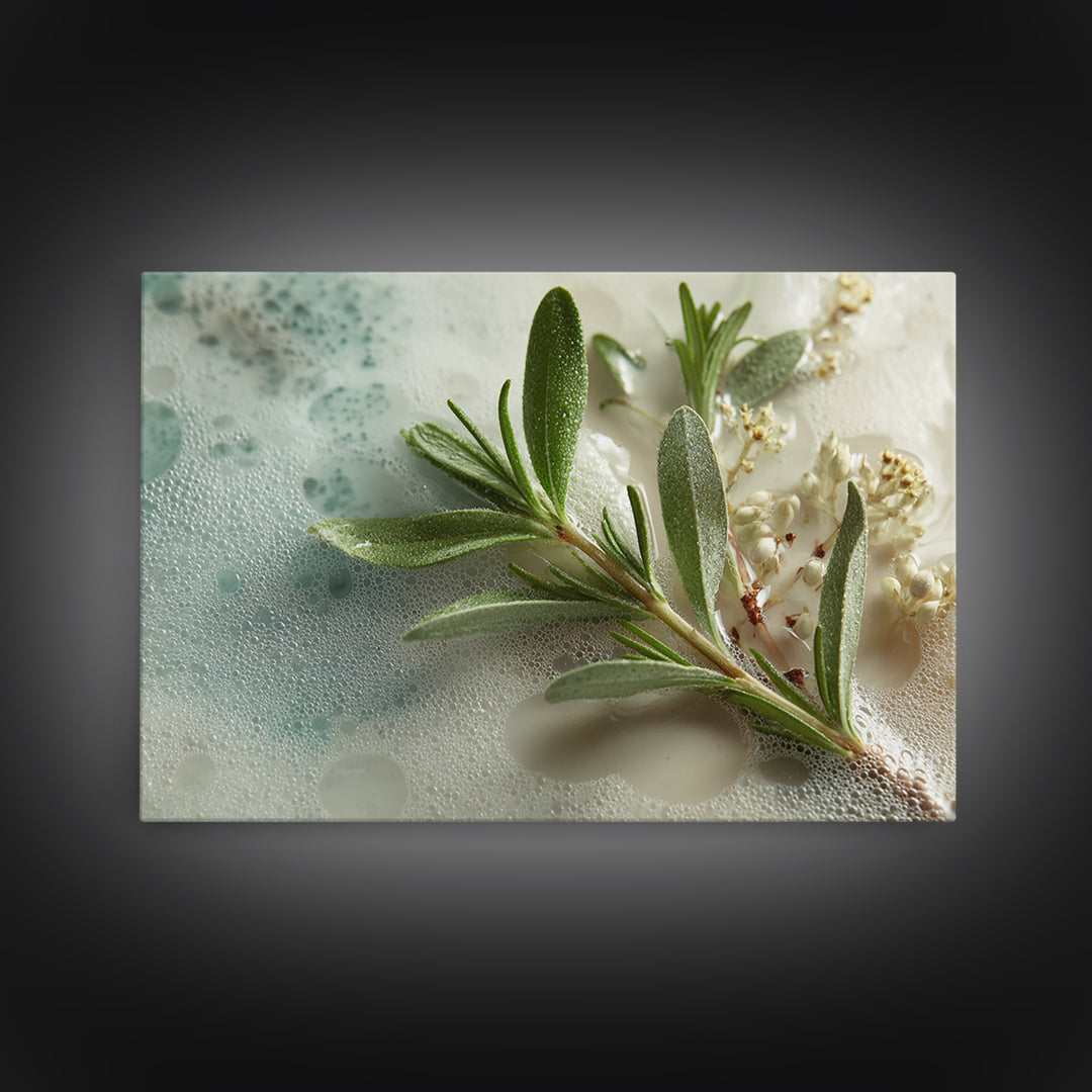 Botanical Bath Herb Arrangement Canvas Print, Bathroom Art, Retro Wall Art, Bathroom Decor, Oil Painting, Spa, Modern Decor, BAT-3x2-93