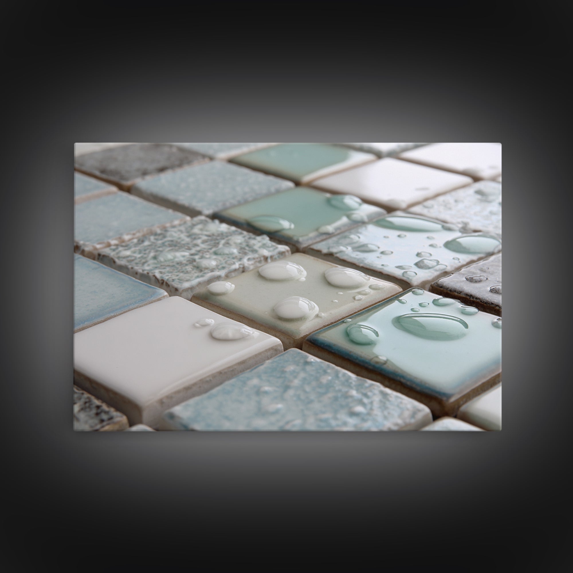 Clean Geometric Forms Framed Canvas Print, Bathroom Art, Bathroom Accessories, Bathroom Decor, Abstract Art, Spa, BAT-3x2-97