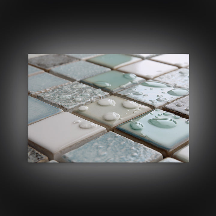 Clean Geometric Forms Framed Canvas Print, Bathroom Art, Bathroom Accessories, Bathroom Decor, Abstract Art, Spa, BAT-3x2-97