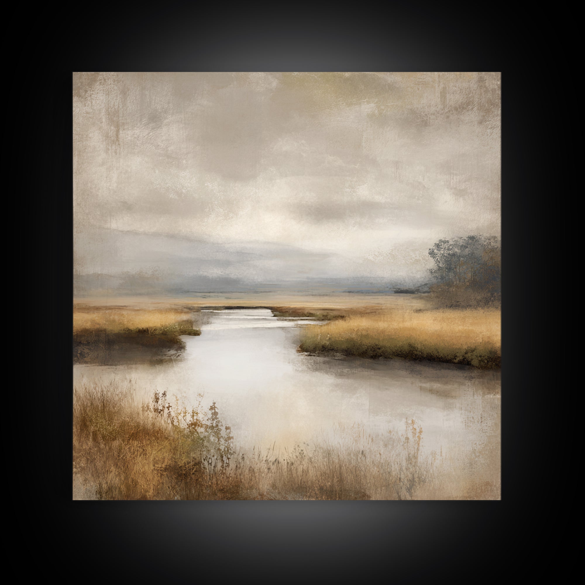 Misty Bridge Landscape Canvas Print, Black and White Art, Abstract Art, Living Room Decor, Watercolor Art, Monochrome, BAW-1x1-19