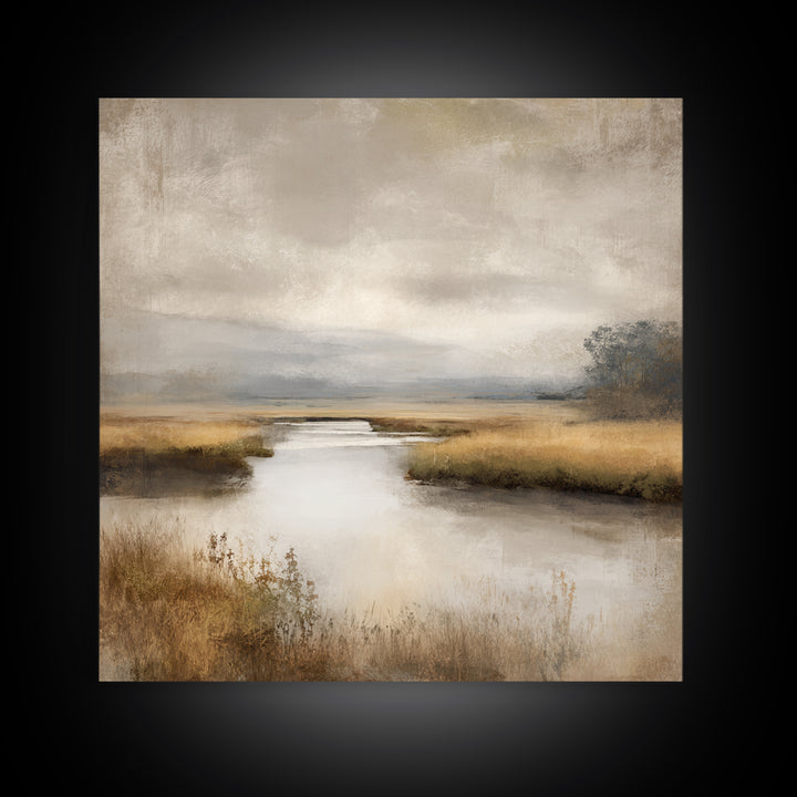 Misty Bridge Landscape Canvas Print, Black and White Art, Abstract Art, Living Room Decor, Watercolor Art, Monochrome, BAW-1x1-19