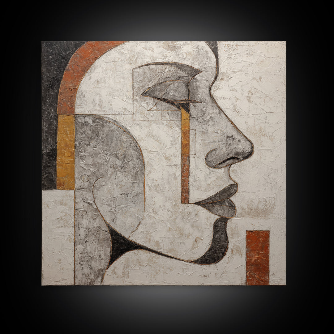 Monochrome Female Profile Canvas Print, Black and White Art, Room Decor, Living Room Decor, Abstract Art, Monochrome, BAW-1x1-25
