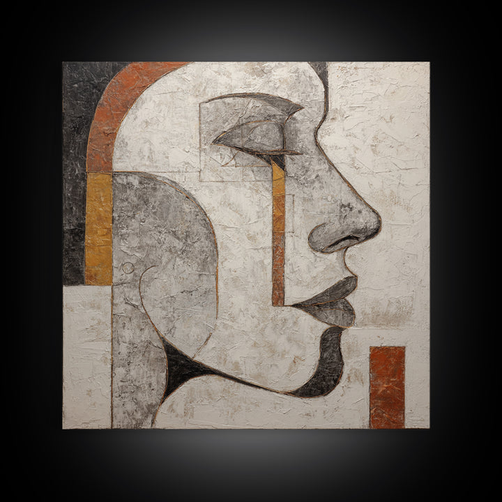 Monochrome Female Profile Canvas Print, Black and White Art, Room Decor, Living Room Decor, Abstract Art, Monochrome, BAW-1x1-25