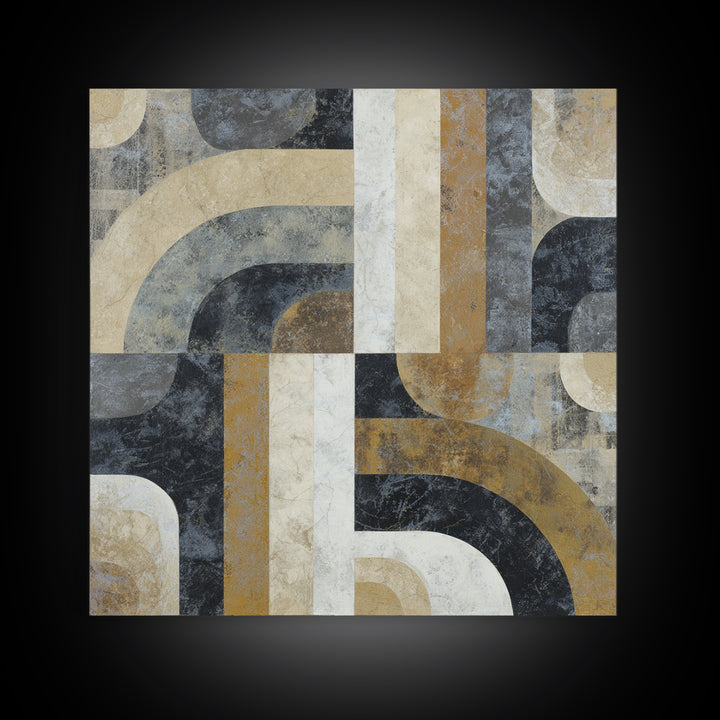 Abstract Marble Texture Framed Canvas Print, Black and White Art, Abstract Wall Art, Living Room Decor, Abstract Art, BAW-1x1-39