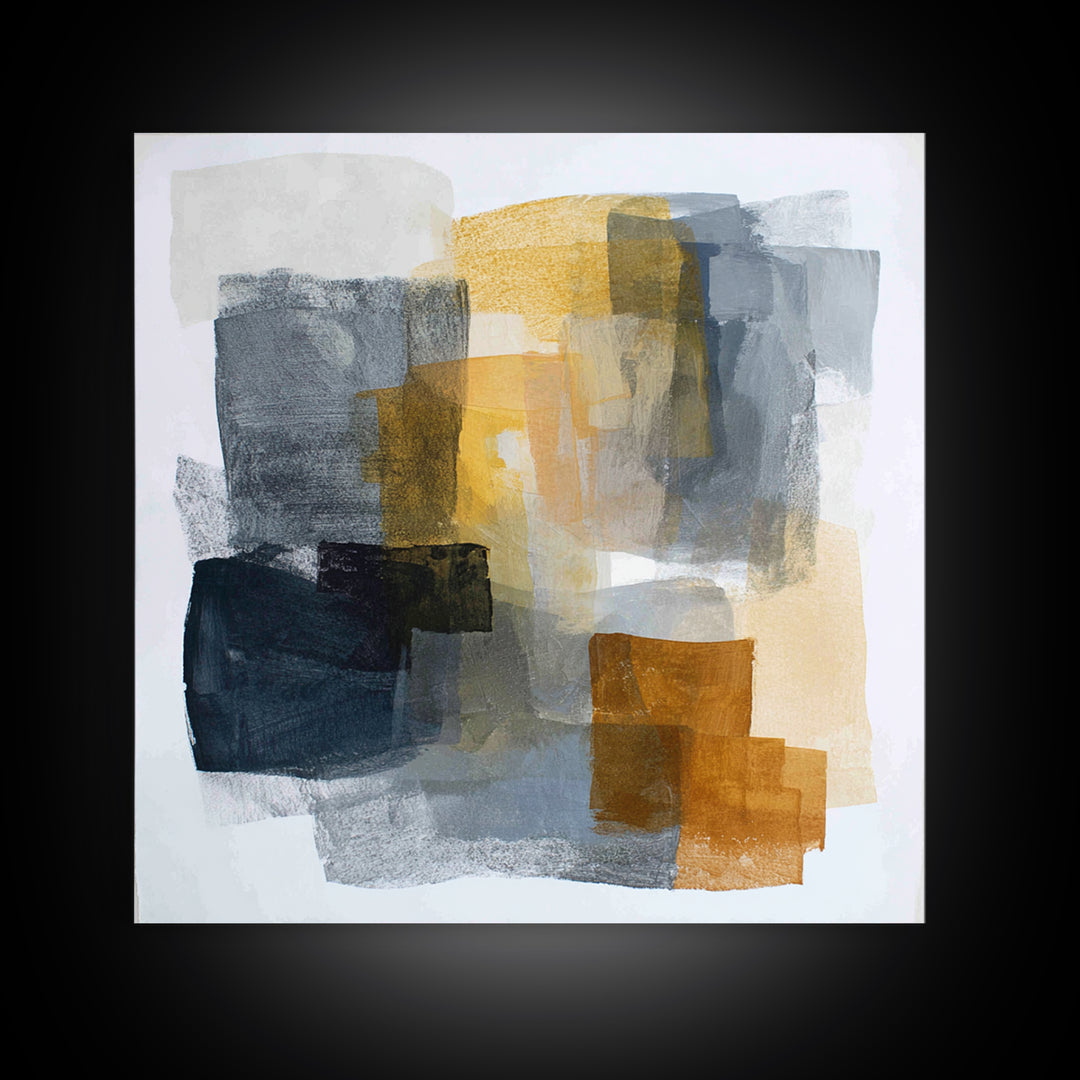 Abstract Charcoal Gestures on White Paper Canvas Print, Black and White Art, Living Room Decor, Abstract Art, Monochrome, BAW-1x1-4