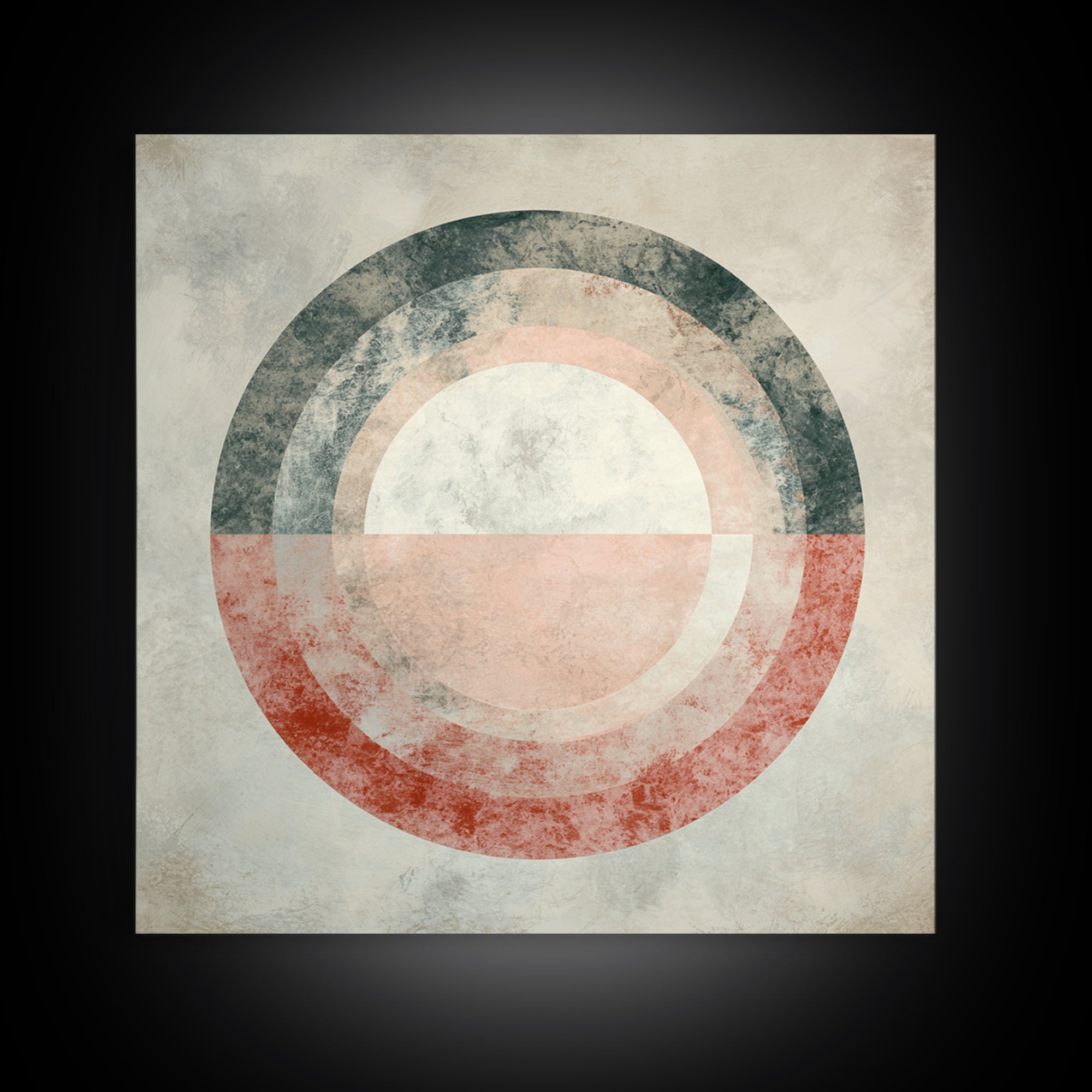 Large Circle and Line Abstract Framed Canvas Print, Black and White Art, Wall Decor, Living Room Decor, Fine Art, Monochrome, BAW-1x1-48