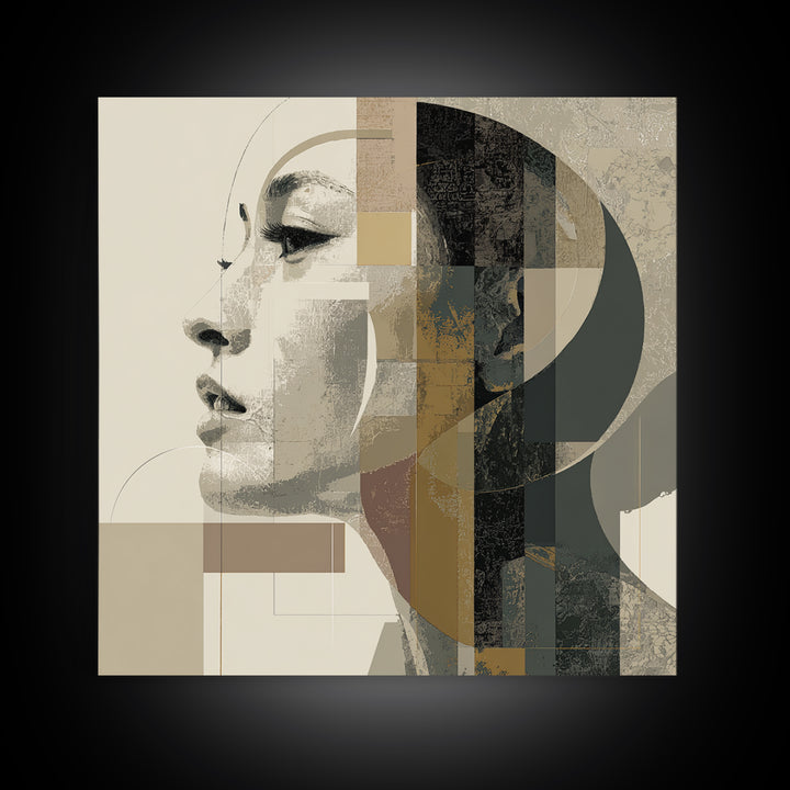 Monochrome Female Profile Canvas Print, Black and White Art, Room Decor, Living Room Decor, Abstract Art, Monochrome, BAW-1x1-49
