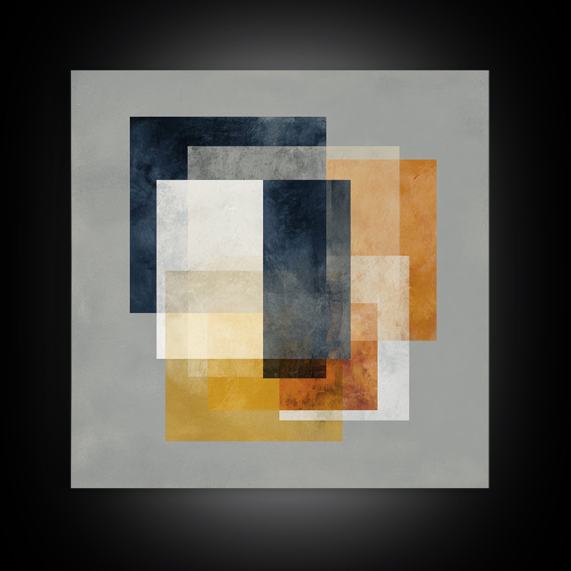Geometric Bauhaus Grayscale Shapes Framed Canvas Print, Black and White Art, Set of 3 Prints, Living Room Decor, Monochrome, BAW-1x1-66
