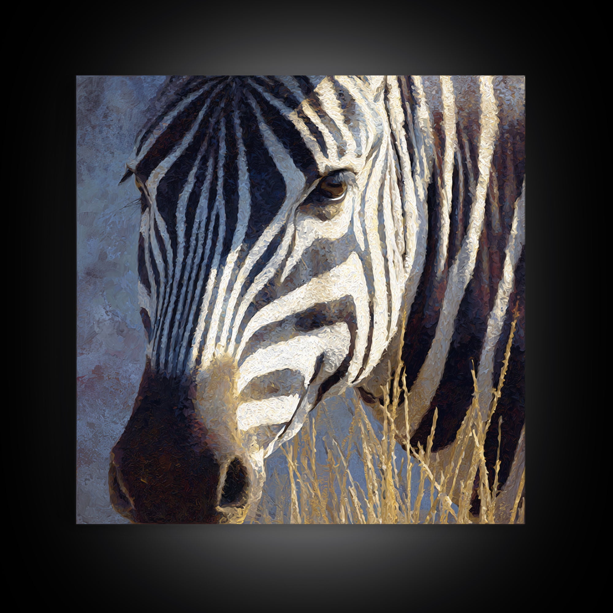 Zebra Stripe Closeup as Graphic Abstraction Canvas Print, Black and White Art, Fine Art Print, Living Room Decor, Monochrome, BAW-1x1-80