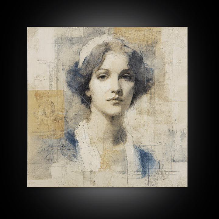 Classic Nude Figure Sketch Canvas Print, Black and White Art, Wall Decor, Living Room Decor, Fine Art, Monochrome, Abstract Art, BAW-1x1-81
