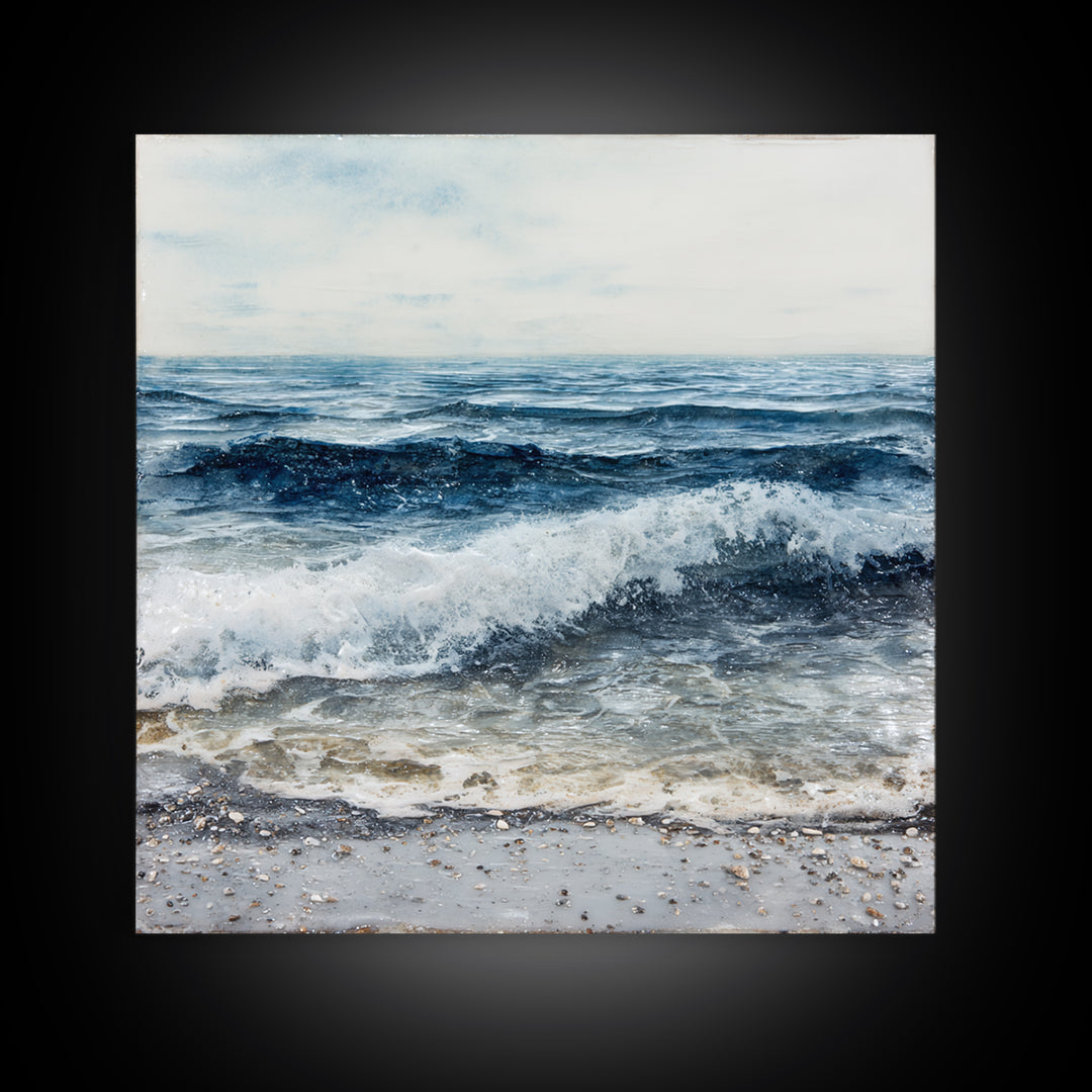 Stormy Ocean Wave Canvas Print, Black and White Art, Boho Decor, Living Room Decor, Fine Art, Monochrome, Halloween Decor, BAW-1x1-82