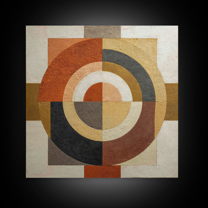 Geometric Bauhaus Grayscale Shapes Canvas Print, Black and White Art, Neutral Decor, Living Room Decor, Fine Art, Monochrome, BAW-1x1-90