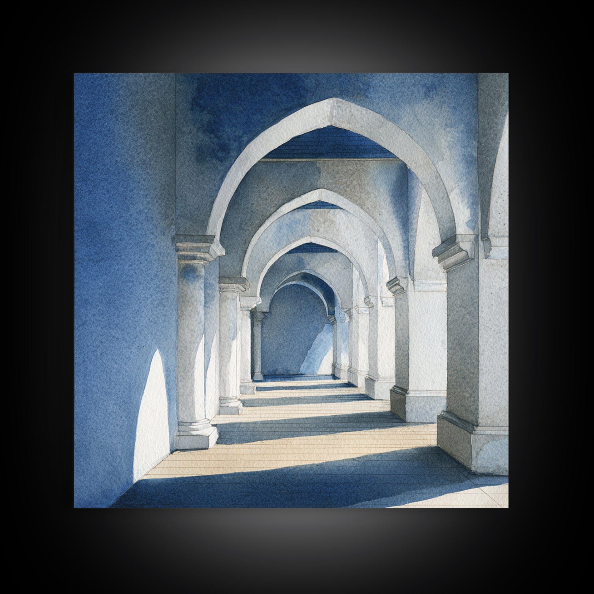 High Contrast Architectural Arches and Shadows Canvas Print, Black and White Art, Wall Decor, Living Room Decor, Monochrome, BAW-1x1-99