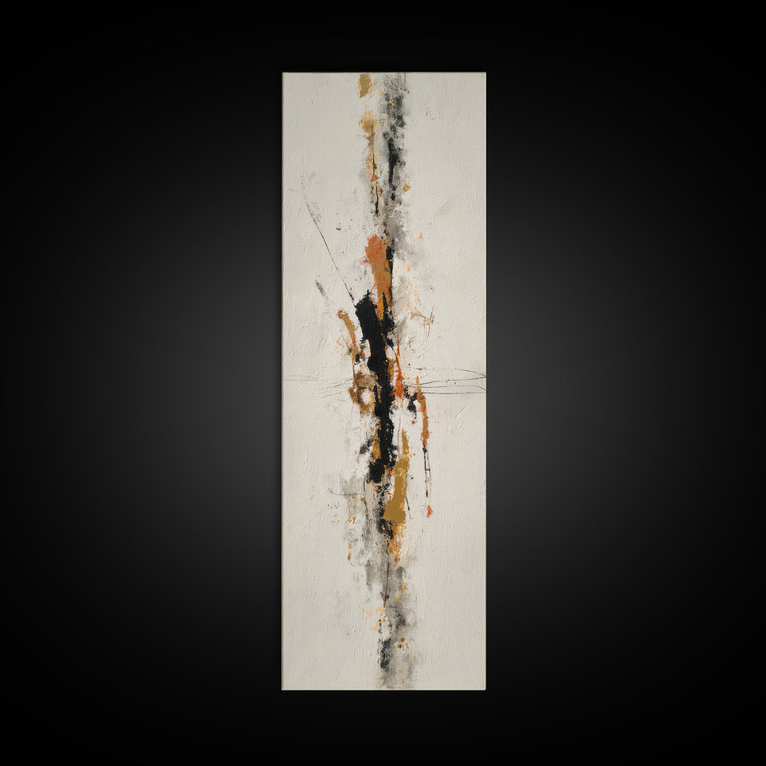 Abstract Charcoal Gestures on White Paper Canvas Print, Black and White Art, Living Room Decor, Abstract Art, Monochrome, BAW-1x3-16