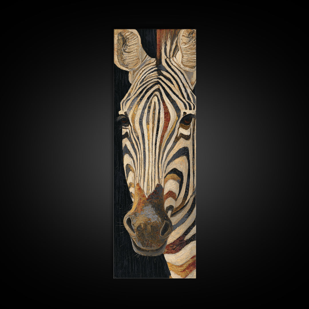 Zebra Stripe Closeup as Graphic Abstraction Framed Canvas Print, Black and White Art, Art, Living Room Decor, Monochrome, BAW-1x3-20