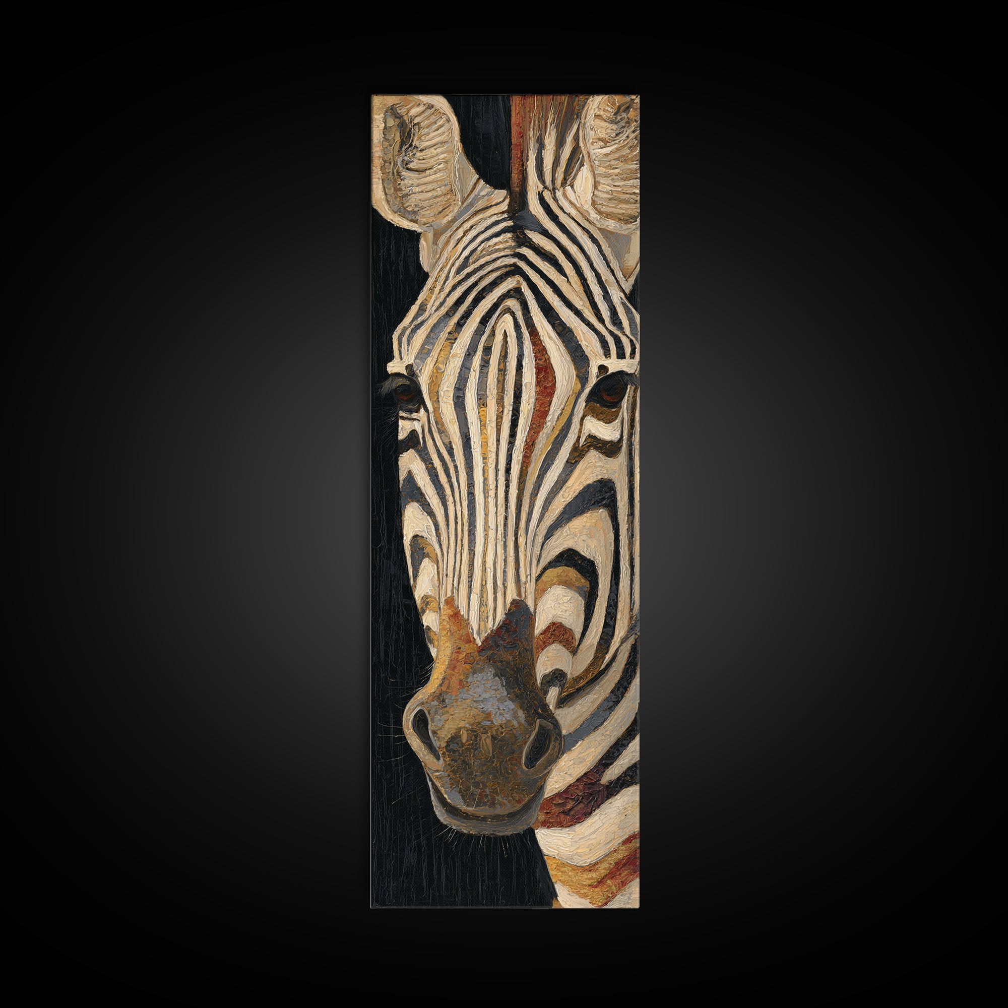 Zebra Stripe Closeup as Graphic Abstraction Framed Canvas Print, Black and White Art, Art, Living Room Decor, Monochrome, BAW-1x3-20