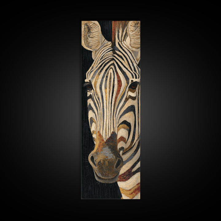 Zebra Stripe Closeup as Graphic Abstraction Framed Canvas Print, Black and White Art, Art, Living Room Decor, Monochrome, BAW-1x3-20