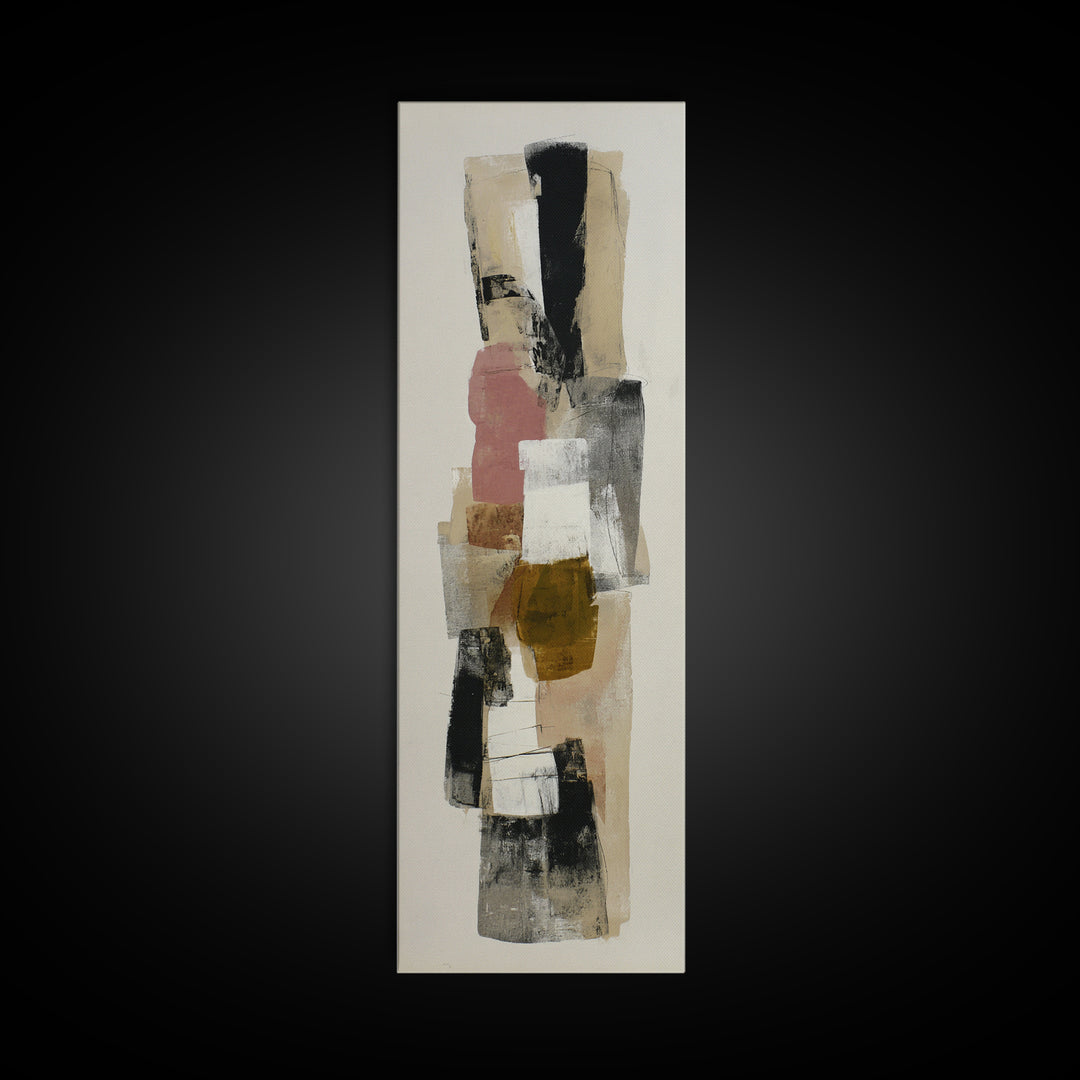 Abstract Charcoal Gestures on White Paper Canvas Print, Black and White Art, Gothic Decor, Living Room Decor, Monochrome, BAW-1x3-40