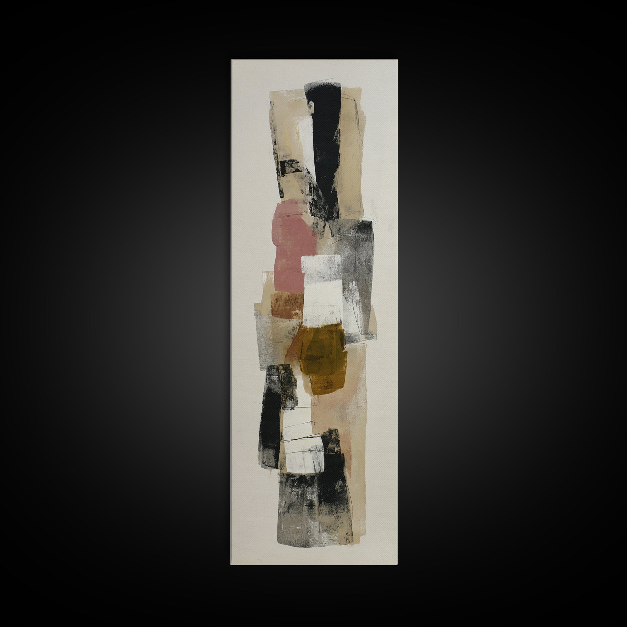Abstract Charcoal Gestures on White Paper Canvas Print, Black and White Art, Gothic Decor, Living Room Decor, Monochrome, BAW-1x3-40