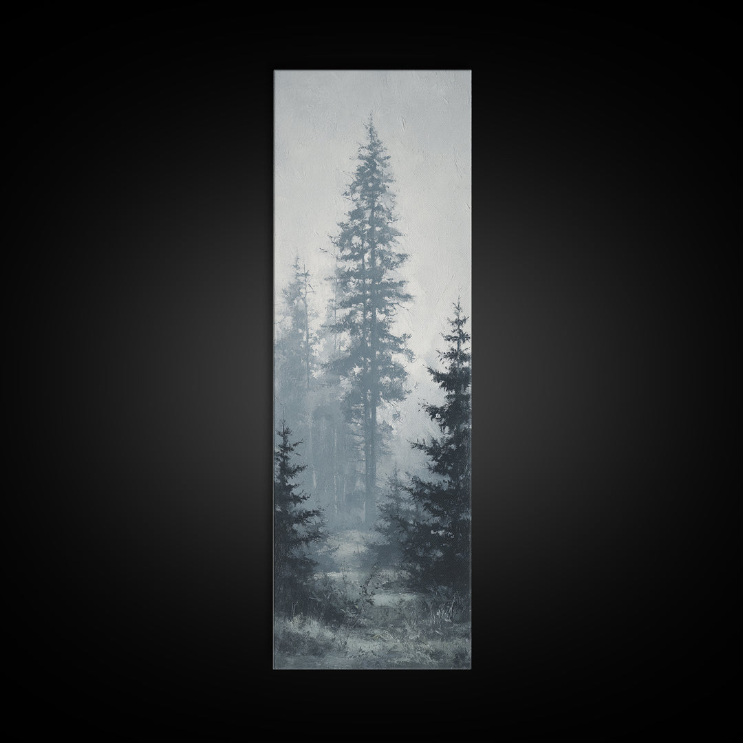 Moody Foggy Forest Canvas Print, Black and White Art, Printable Art, Living Room Decor, Fine Art, Monochrome, Gallery Decor, BAW-1x3-43