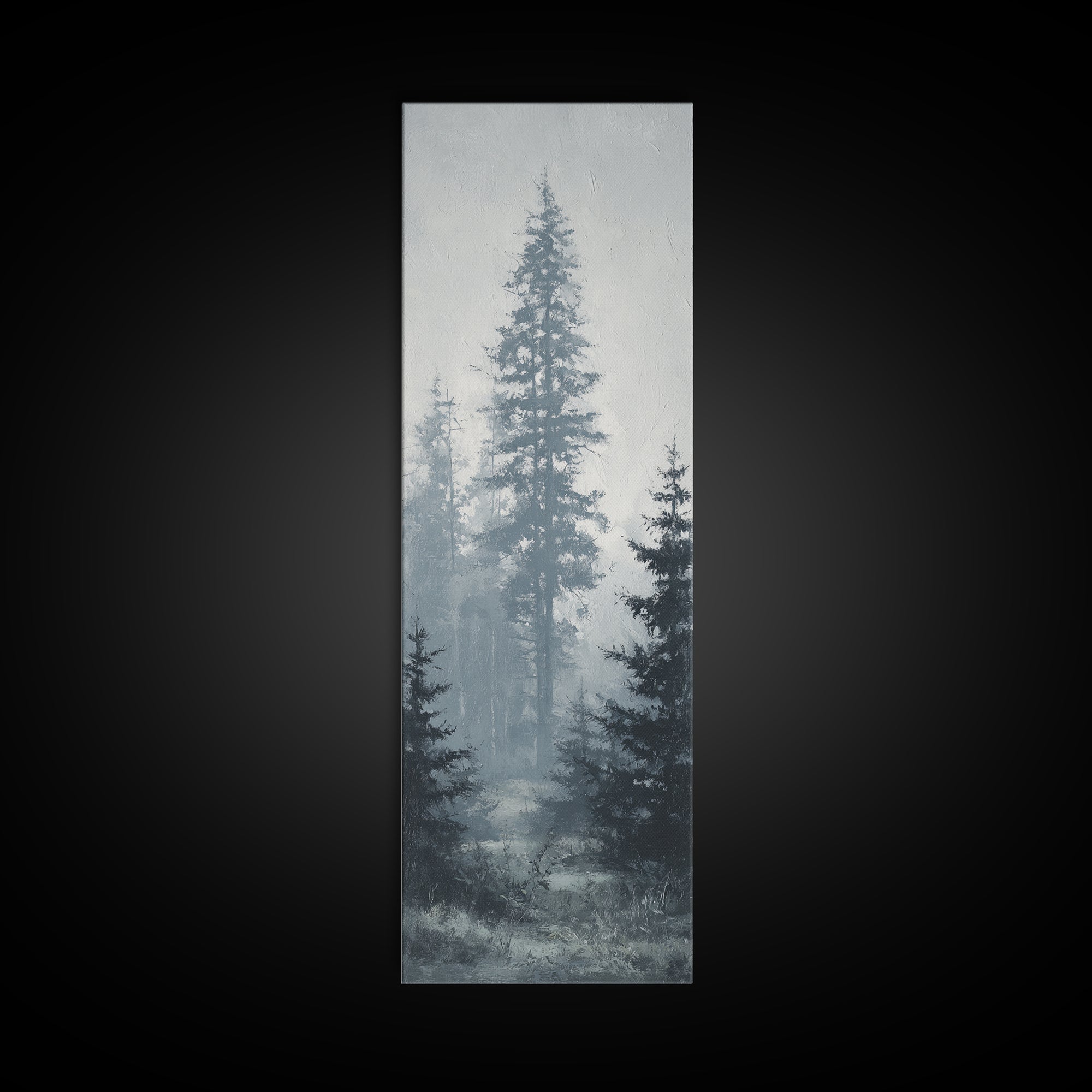 Moody Foggy Forest Canvas Print, Black and White Art, Printable Art, Living Room Decor, Fine Art, Monochrome, Gallery Decor, BAW-1x3-43