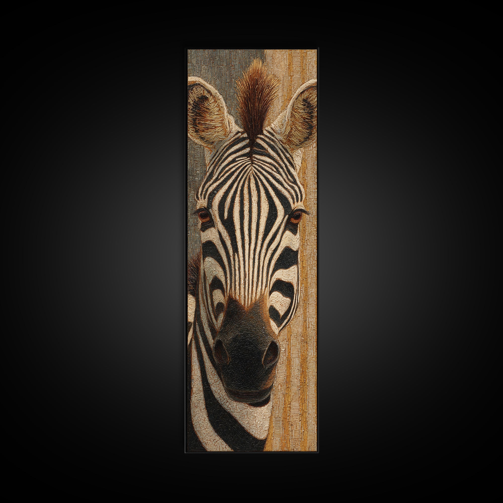 Zebra Stripe Closeup as Graphic Abstraction Canvas Print, Black and White Art, Art Print, Living Room Decor, Monochrome, BAW-1x3-44