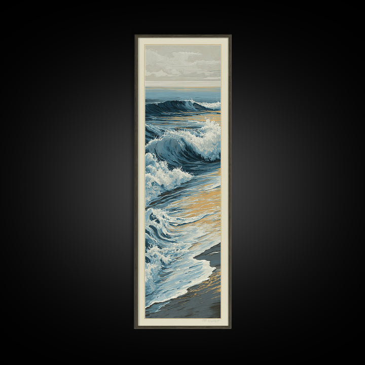 Stormy Ocean Wave Framed Canvas Print, Black and White Art, Modern Decor, Living Room Decor, Fine Art, Monochrome, Wall Decor, BAW-1x3-46