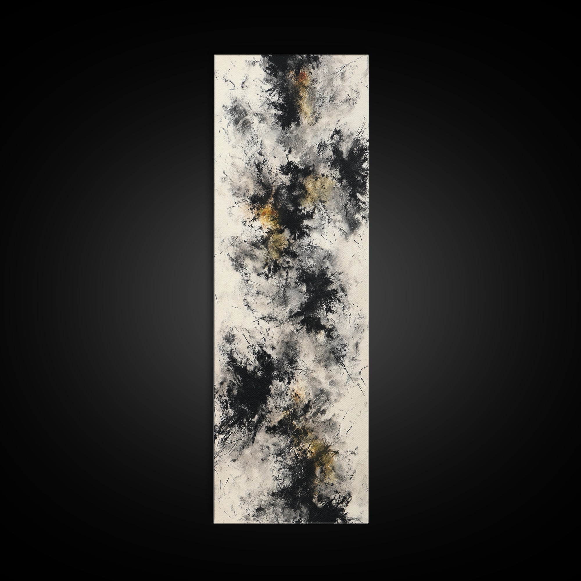 Abstract Charcoal Gestures on White Paper Canvas Print, Black and White Art, Printable Art, Living Room Decor, Monochrome, BAW-1x3-64