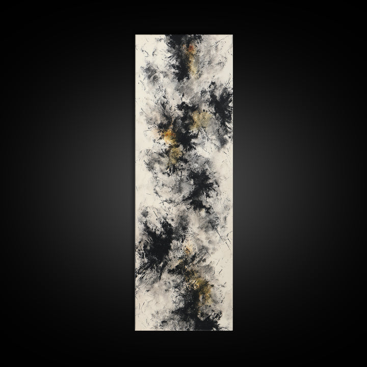 Abstract Charcoal Gestures on White Paper Canvas Print, Black and White Art, Printable Art, Living Room Decor, Monochrome, BAW-1x3-64