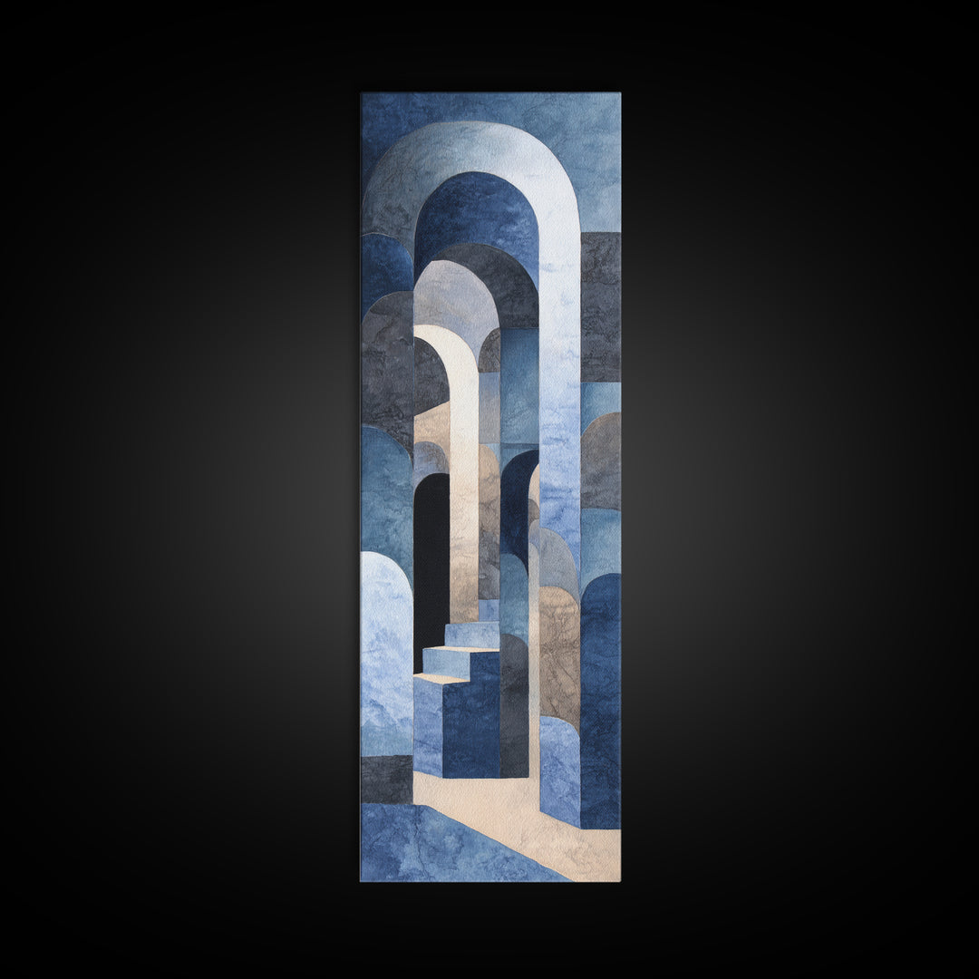 High Contrast Architectural Arches and Shadows Canvas Print, Black and White Art, Statement Artwork, Living Room Decor, BAW-1x3-87