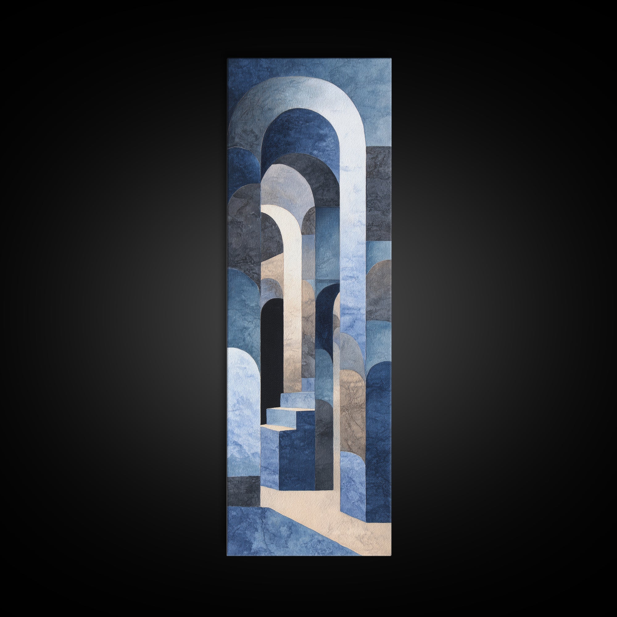 High Contrast Architectural Arches and Shadows Canvas Print, Black and White Art, Statement Artwork, Living Room Decor, BAW-1x3-87