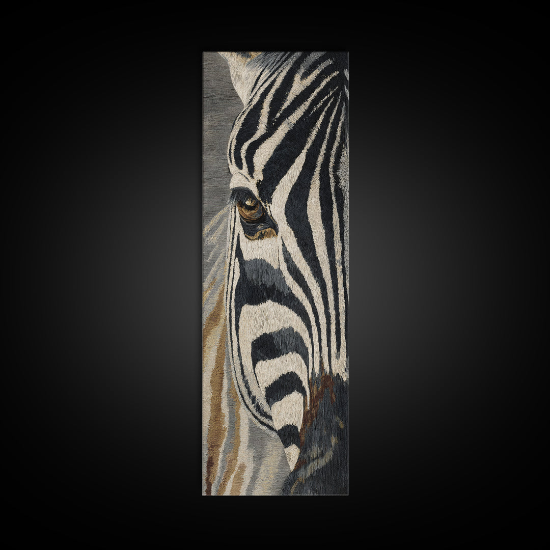 Zebra Stripe Closeup as Graphic Abstraction Canvas Print, Black and White Art, Photography Prints, Living Room Decor, BAW-1x3-92