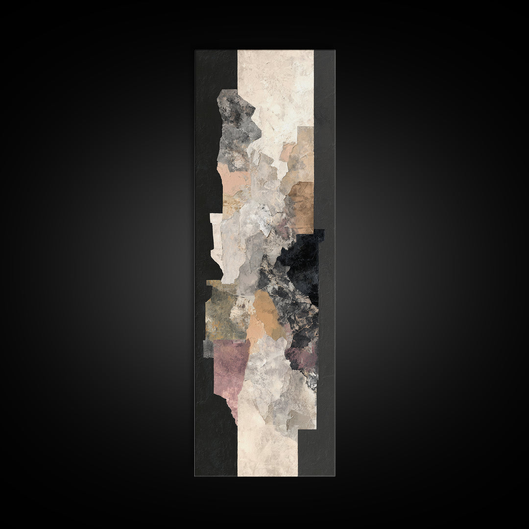 Abstract Marble Texture Canvas Print, Black and White Art, Luxury Decor, Living Room Decor, Abstract Art, Monochrome, BAW-1x3-99