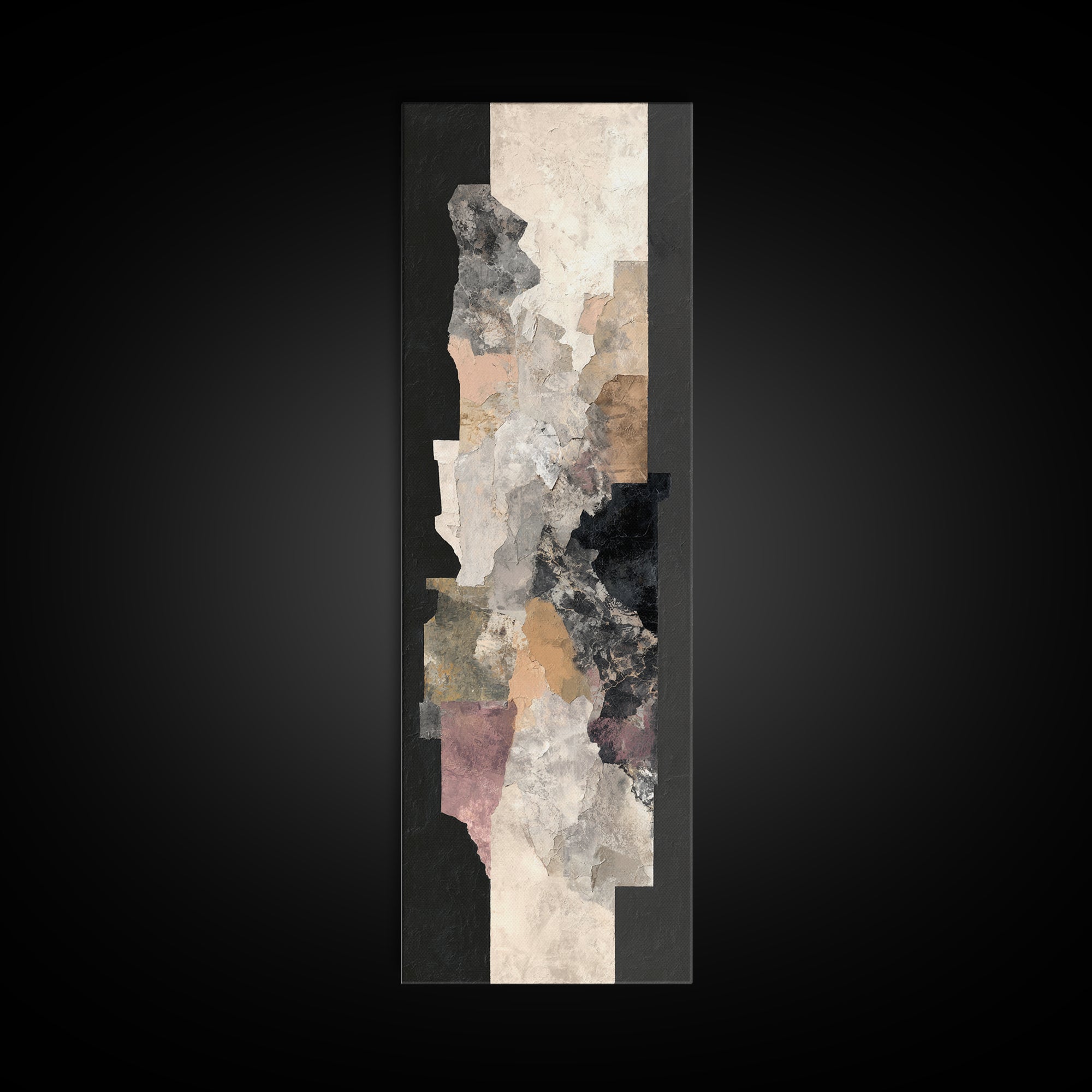 Abstract Marble Texture Canvas Print, Black and White Art, Luxury Decor, Living Room Decor, Abstract Art, Monochrome, BAW-1x3-99