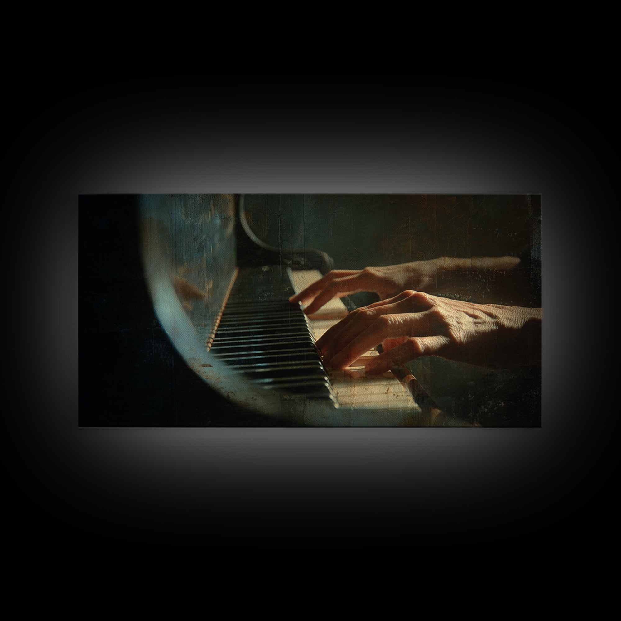 Piano Keys and Hands Framed Canvas Print, Black and White Art, Room Decor, Living Room Decor, Fine Art, Monochrome, Art Print, BAW-2x1-18