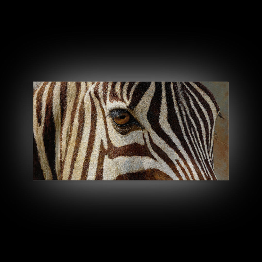 Zebra Stripe Closeup as Graphic Abstraction Canvas Print, Black and White Art, Contemporary Art, Living Room Decor, Monochrome, BAW-2x1-28