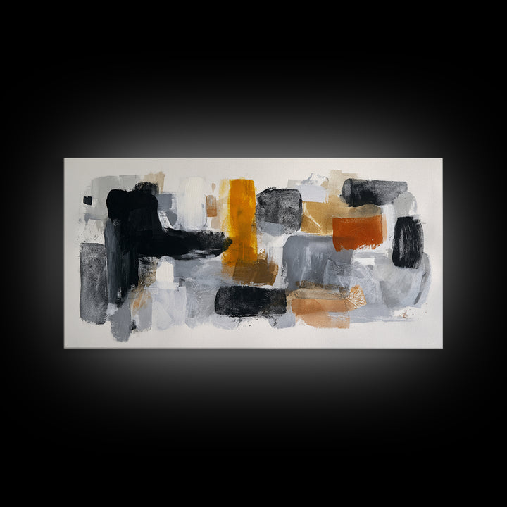 Abstract Charcoal Gestures on White Paper Canvas Print, Black and White Art, Digital Prints, Living Room Decor, Abstract Art, BAW-2x1-48